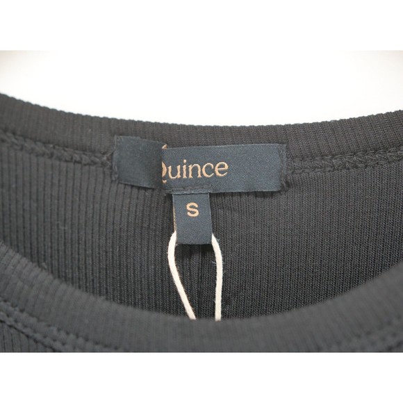 Quince Tencel Rib Knit Sleeveless Black Mini Dress Women's Size S - Picture 4 of 9